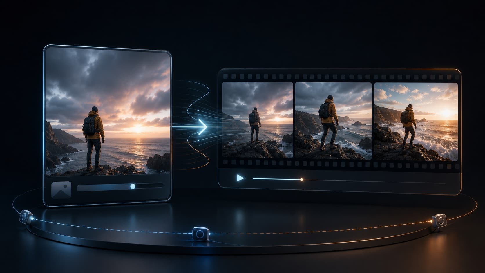 AI image to video generator turning a still image into cinematic video frames
